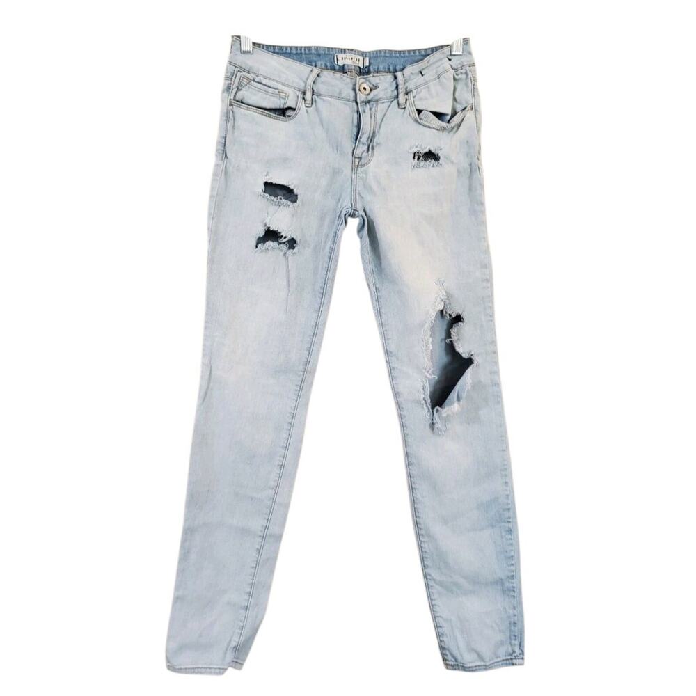 Bullhead Black Womens Skinniest Jeans Size 11 Blue Distressed Destoyed Stretch